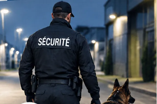 Agent de sécurité en ronde de nuit